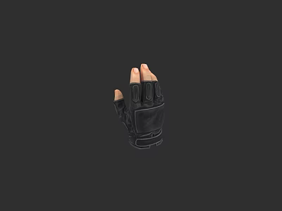 Game Movie Character Wearing Black Tactical Glove With Protective Finger Design 3d model