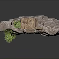 Rustic Wooden Platform Structure On Cliff Edge With Sling Steps And Greenery