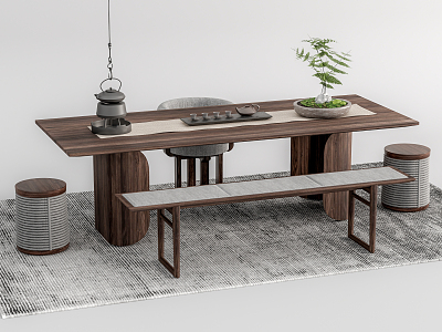 New Chinese Tea Table and Chair Bench Tea Table 3d model