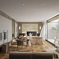 Modern Hotel Room With King Bed Wooden Table Armchair And Natural Light