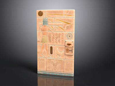 Ancient Egyptian Carved Relief Panel With Hieroglyphs Figure And Symbolic Decorations 3d model