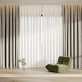 Modern Gray And White Light Filtering Curtains In Living Room With Green Sofa Wooden Floor