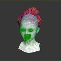 Realistic White Head Mannequin 3D Model With Red Curly Hairstyle Design