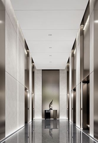 modern elevator hall office lobby elevator room 3d model