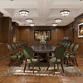 Elegant Leisure Area Interior With Bar Counter Stools Ceiling Lights And Decorative Paintings