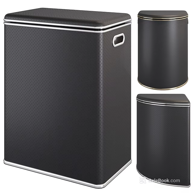 Modern Black Trash Bins for Household Cleaning with Sleek Design and Sturdy Build 3d model 