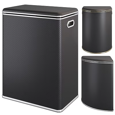 Modern Black Trash Bins for Household Cleaning with Sleek Design and Sturdy Build 3d model