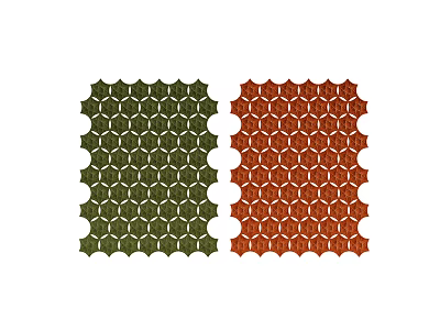 Decorative Room Divider With Hexagonal Pattern In Green And Red Tones 3d model