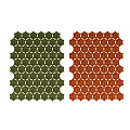 Decorative Room Divider With Hexagonal Pattern In Green And Red Tones 3d model