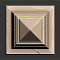 Light Pink Decorative Pyramid Structure With Blue Patterns And Gold Accents
