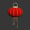 Traditional Red Round Lantern Furniture With Golden Trim Fabric And Hanging Tassels