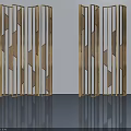 Modern Wooden Swing Door Design With Geometric Patterned Panels And Frame