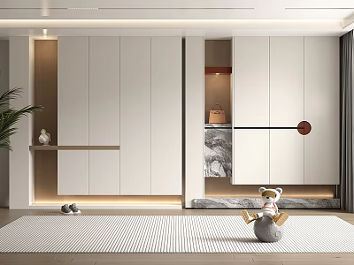 Modern White Wardrobe With Sliding Doors And Sleek Storage Design Interior 3d model