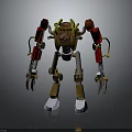 Mechanical Robot Character And Plant Bio Hybrid With Red Arms Yellow Joints White Feet