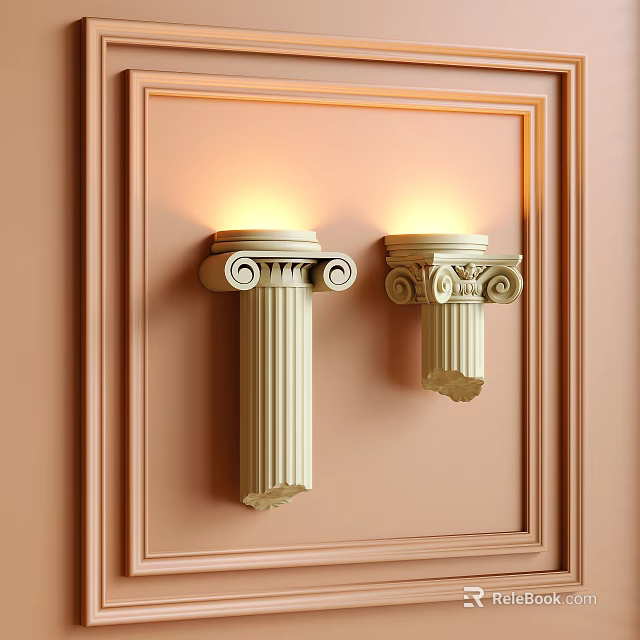 Classical Column Design Wall Sconces With Decorative Scroll Details And Warm Lighting 3d model