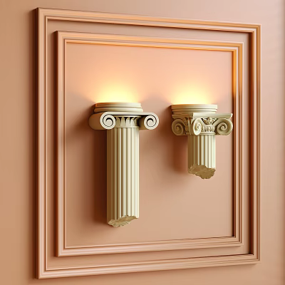Classical Column Design Wall Sconces With Decorative Scroll Details And Warm Lighting 3d model