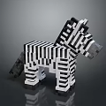 Pixel Art Zebra Figure With Black And White Stripes Design 3d model