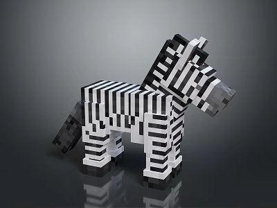 Pixel Art Zebra Figure With Black And White Stripes Design 3d model