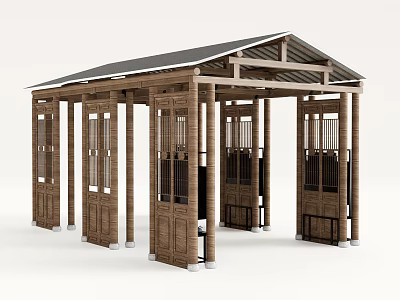 Wooden Pergola Structure With Columns Roof And Lattice Design Details 3d model