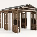 Wooden Pergola Structure With Columns Roof And Lattice Design Details