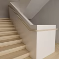 Minimalist Modern Staircase Design with Wooden Steps and White Support Structure 3d model