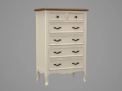 White Chest of Drawers with Wooden Top and Decorative Legs for Home Storage 3d model