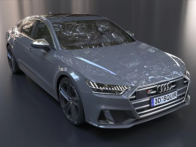 Gray Audi Sedan With Modern Exterior Design Front Fascia LED Headlights And 3D Scan Plate 3d model