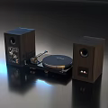 Modern HiFi Audio System With Black Speakers Vinyl Turntable And Amplifier 3d model