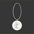 Gold Hoop Pendant Necklace With Circular Engraved Decorative Design Elegant Fashion Accessory