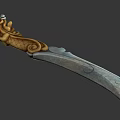 Traditional Weapon With Intricate Gold Copper Carvings Dragon Pattern And Shiny Metal Blade