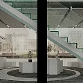 Modern Art Gallery Interior With Colorful Hanging Decorations White Pedestals Sculptures And Paintings
