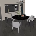 Round Dining Table and Chair Combination Sideboard 3d model