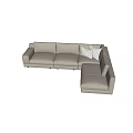 Light Gray Leather Sectional Sofa With Modern Design And Decorative Pillows 3d model