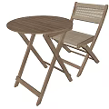 Natural Wooden Folding Round Table And Chair Set With Woven Seat And Back