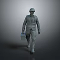 3D Model of Construction Worker in Hard Hat Carrying Toolbox While Walking 3d model