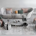 Modern Sofa Coffee Table Combination Coffee Table Single Sofa Stool Hold 3d model