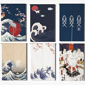 Japanese-style Door Curtain Cloth Curtain Hanging Curtain Toilet Door Curtain Partition Curtain Half Curtain Short Curtain Shade Curtain 3d model