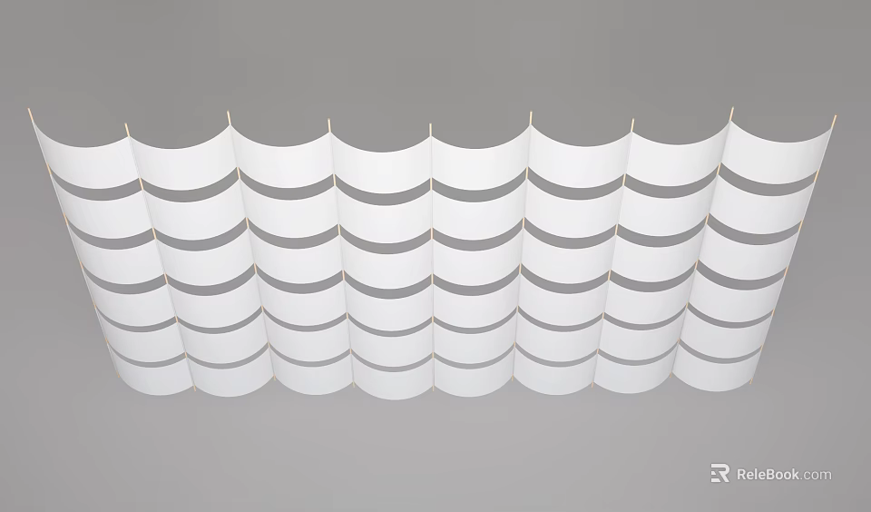 Neatly Arranged Modern White Wavy Wall With Curved Layers And Gray Separating Lines 3d model 