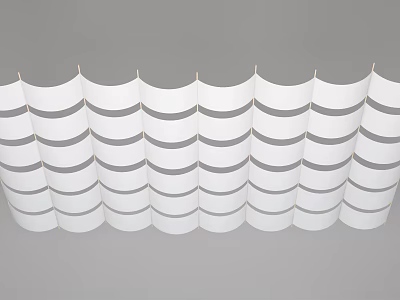 Neatly Arranged Modern White Wavy Wall With Curved Layers And Gray Separating Lines 3d model