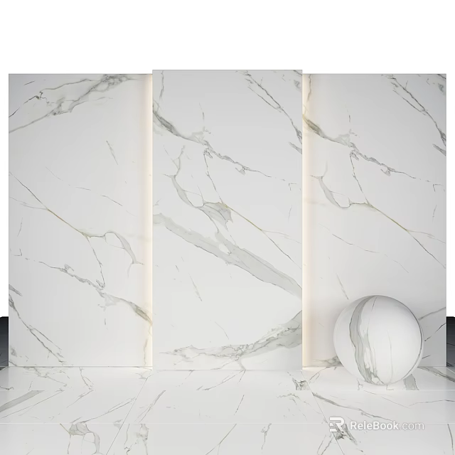 White Marble Building Components With Natural Gray Veins And Decorative Sphere 3d model