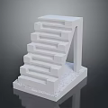White Concrete Stairs Model With Steps And Support For Interior Design 3d model