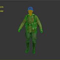 Military Soldier Game Movie Character In Yellow Uniform With Green Pants Army Cap And Equipment