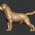 Golden Dog Statue in Standing Pose With Shiny Metallic Surface