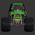 Green Monster Truck With Flame Decals Skull Graphics Death Row Text And Large Tires