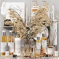 Stylish Bathroom Accessories With Reed Diffusers Fragrance Bottles And Decorative Jars