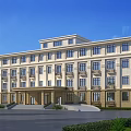 Modern Multi story Office Building Exterior With Large Glass Windows Entrance Steps And Landscaped Garden