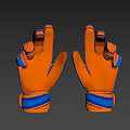 Orange And Blue Football Gloves With Customizable Logo Space And Wave Patterns