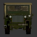 Vintage Military Jeep Olive Green With Canvas Top Star Emblem And Large Tires