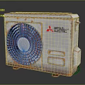 Rusty Mitsubishi Electric Air Conditioner Fan Outdoor Unit With Surface Details