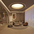 Modern Beauty Hair Salon Interior With Cozy Waiting Area Soft Lighting And Elegant Furniture